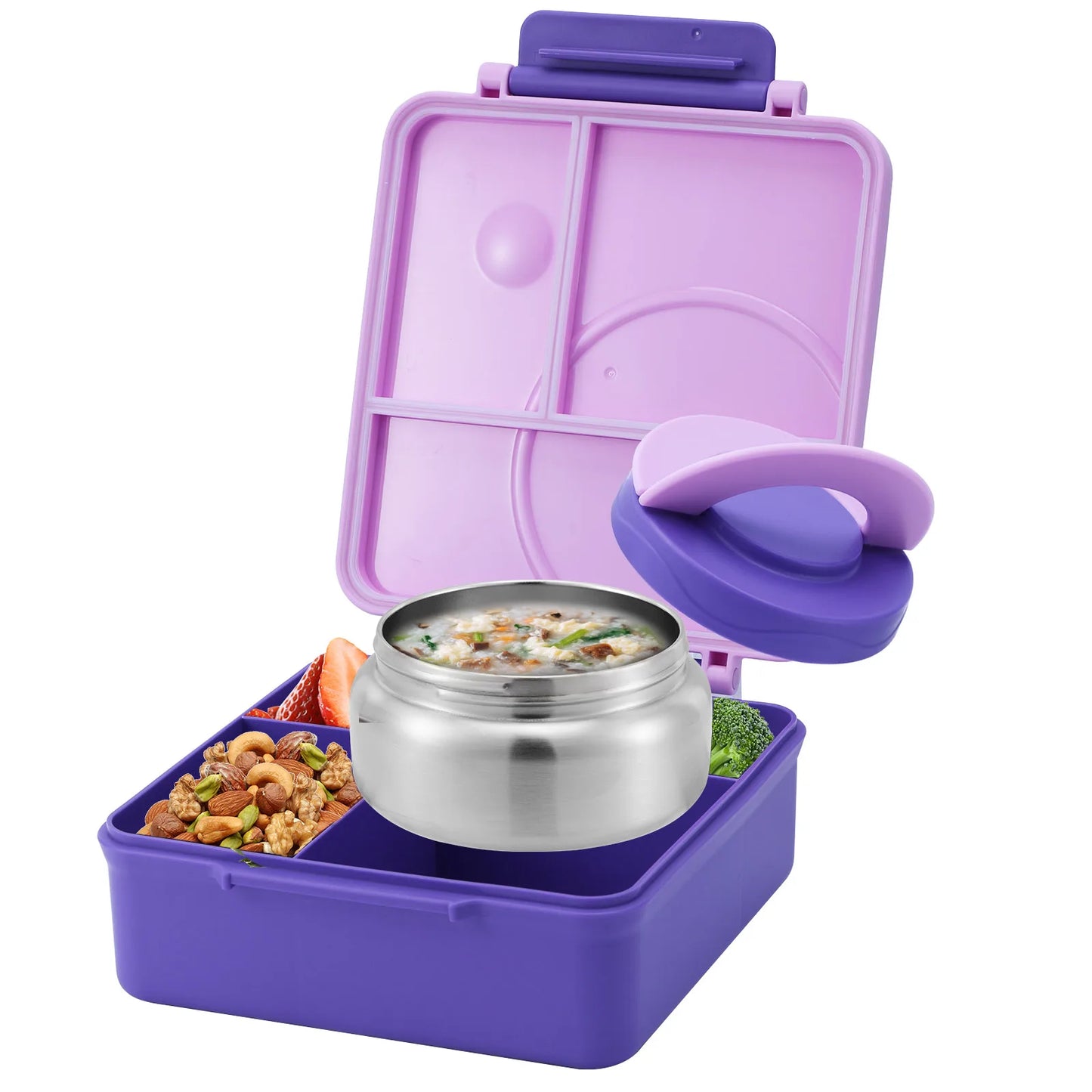 Four-Grid Lunch Box With Insulated Soup