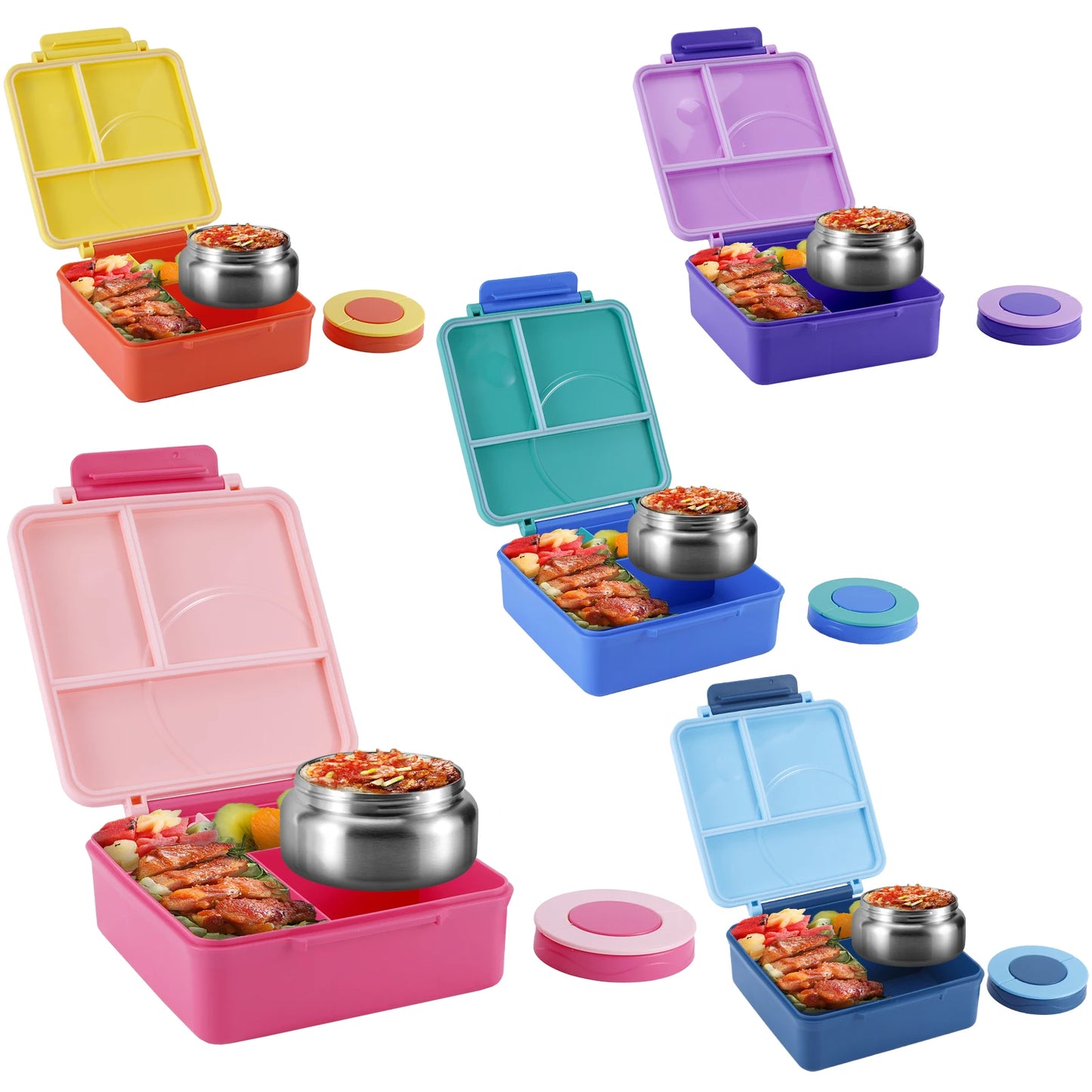 Four-Grid Lunch Box With Insulated Soup