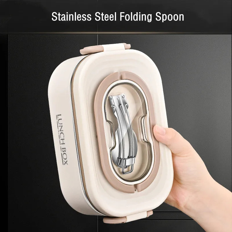 Lunch Box with Foldable Spoon