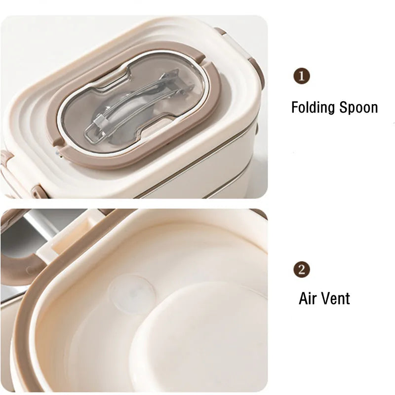 Lunch Box with Foldable Spoon
