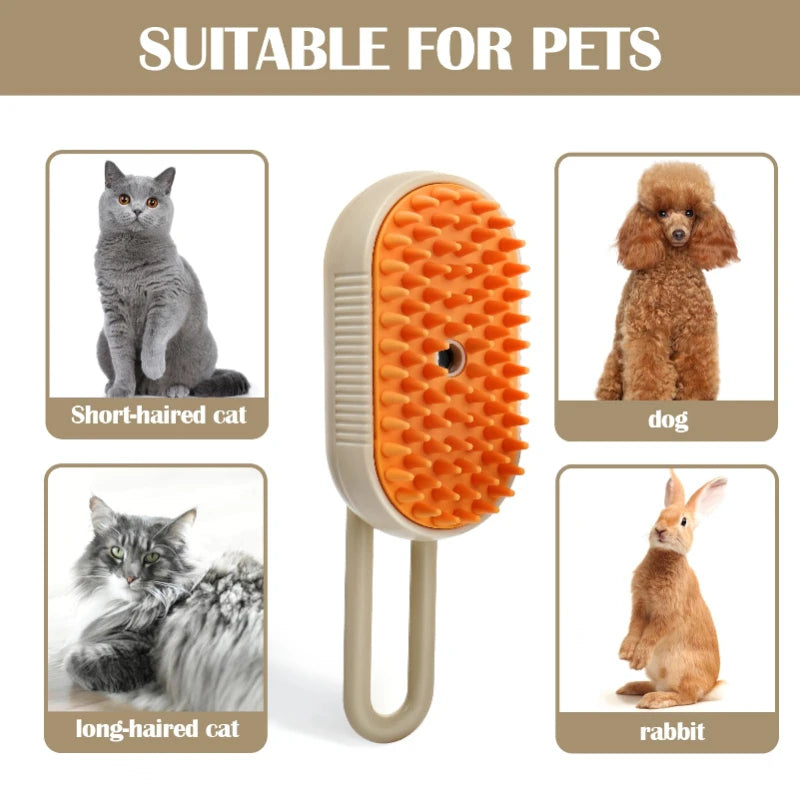 3-in-1 Electric Pet Steam Brush – Grooming, Massage & Cleaning for Cats and Dogs