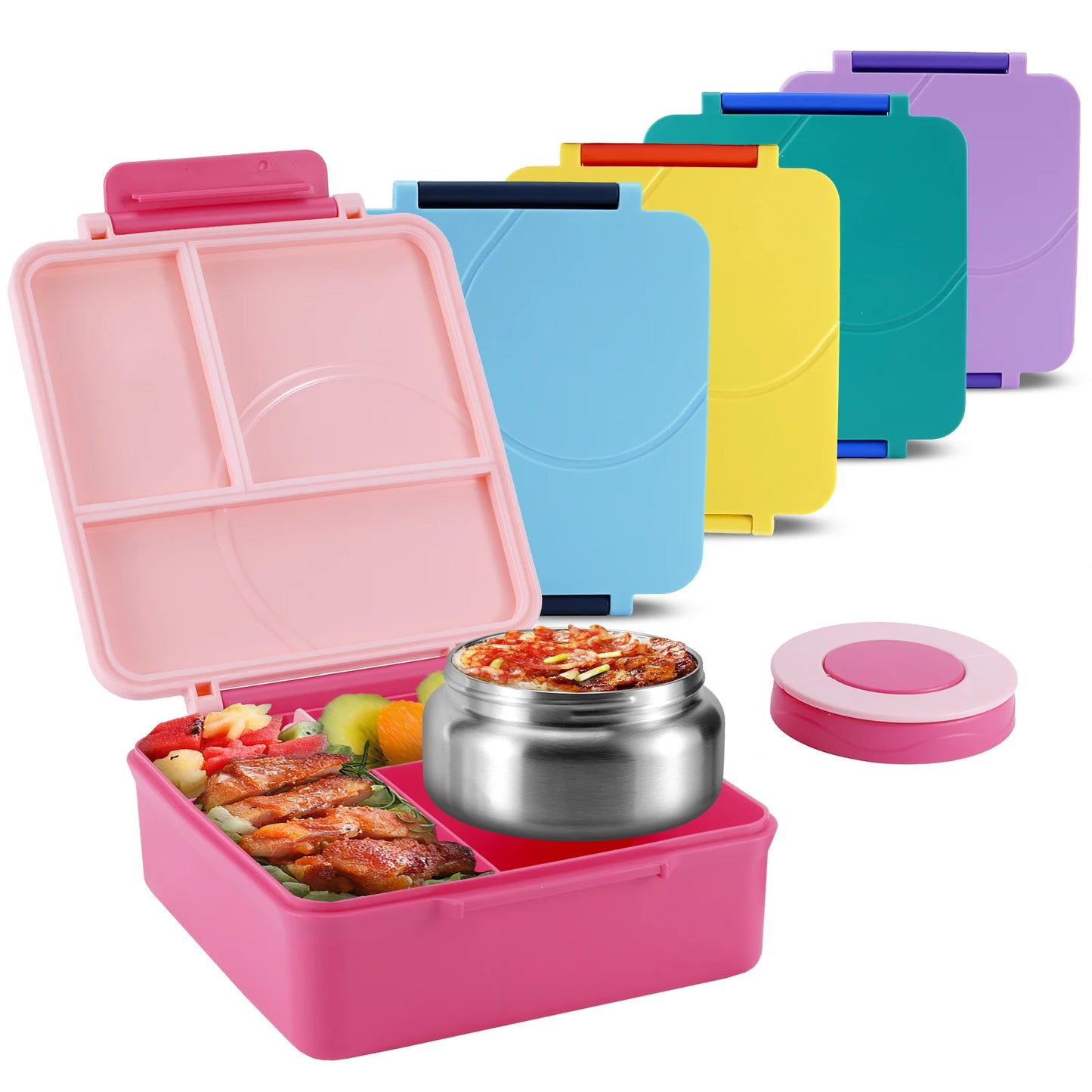 Four-Grid Lunch Box With Insulated Soup