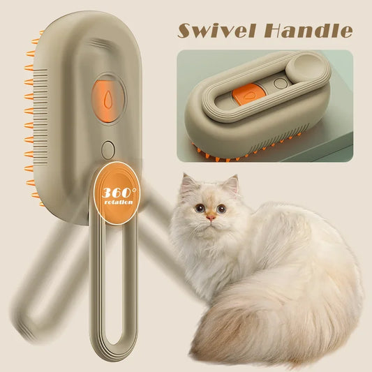 3-in-1 Electric Pet Steam Brush – Grooming, Massage & Cleaning for Cats and Dogs