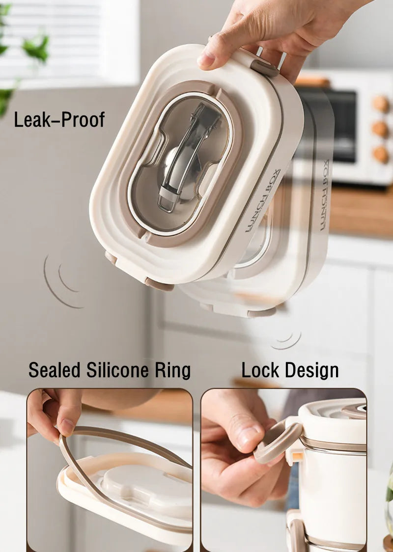 Lunch Box with Foldable Spoon
