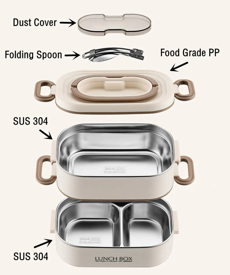 Lunch Box with Foldable Spoon