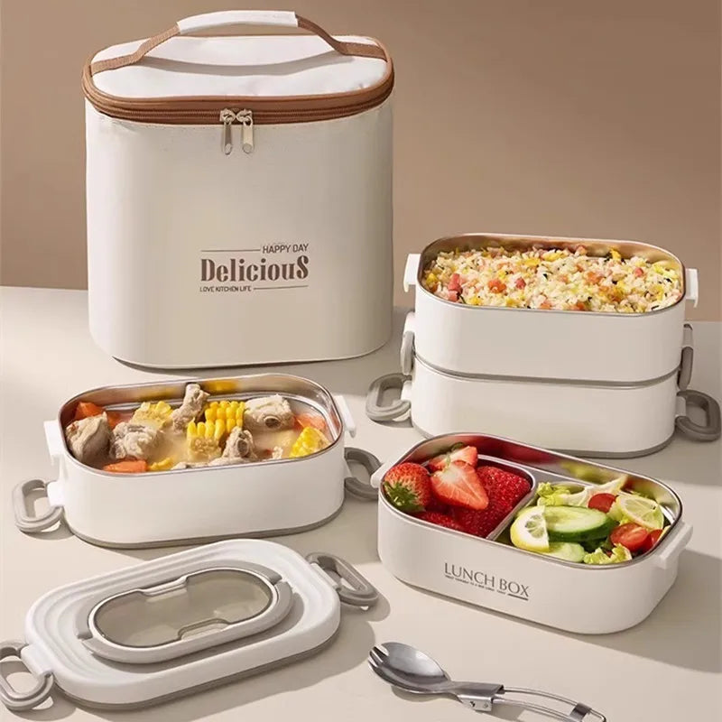Lunch Box with Foldable Spoon