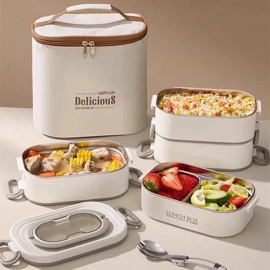 Lunch Box with Foldable Spoon