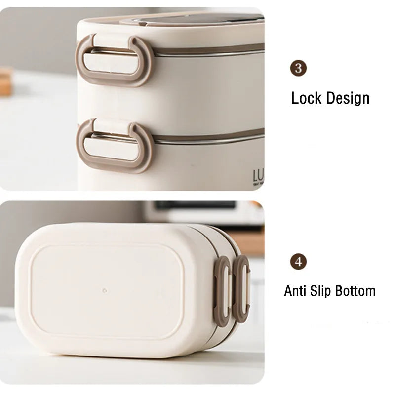 Lunch Box with Foldable Spoon